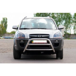 Кенгурятник WT022 (нерж.) Hyundai Tucson JM 2004- рр. фото 2