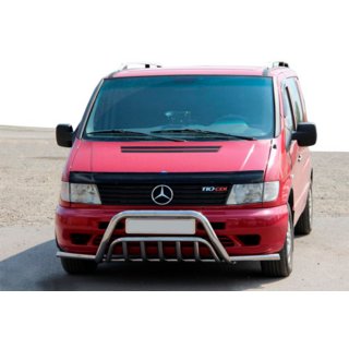 Кенгурятник із вусами WT002 Plus (нерж.) Mercedes Vito W638 1996-2003 рр. фото 3