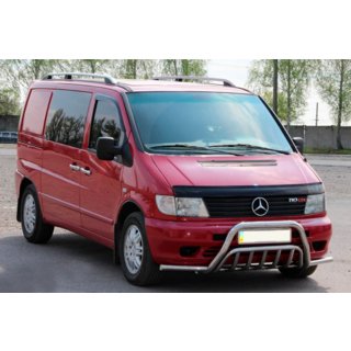 Кенгурятник із вусами WT002 Plus (нерж.) Mercedes Vito W638 1996-2003 рр. фото 1