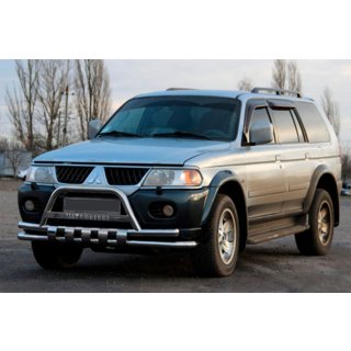 Передній захист ST015↗WT (нерж) Mitsubishi Pajero Sport 1996-2007 рр. фото 1