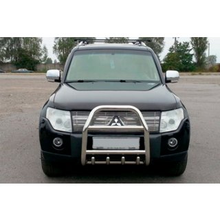 Кенгурятник QT007 (нерж.) Mitsubishi Pajero Wagon IV 2006-2021 рр. фото 1