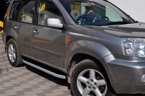 Nissan X-trail T30 2002-2007 рр. Бокові пороги Fullmond (2 шт., алюм.) фото 4