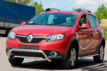 Renault Sandero 2013-2022 рр. Передня дуга WT007 (нерж.) фото 3
