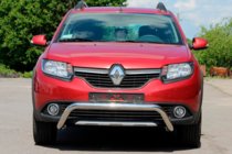 Renault Sandero 2013-2022 рр. Передня дуга WT007 (нерж.) фото 1