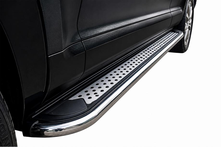 Porsche Cayenne 2003-2010 рр. Бокові пороги Maydos v2 (2 шт., алюміній ↗ нерж) Image