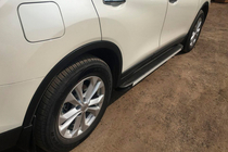 Nissan X-trail T32/Rogue 2014-2021 рр. Бокові пороги Maya V1 (2 шт, алюміній) фото 1