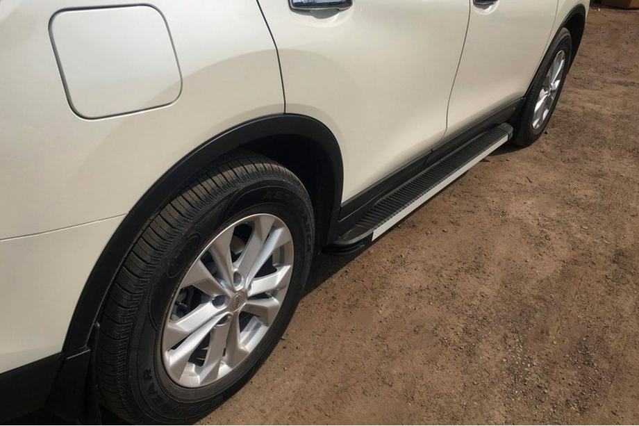 Nissan X-trail T32/Rogue 2014-2021 рр. Бокові пороги Maya V1 (2 шт, алюміній) Image