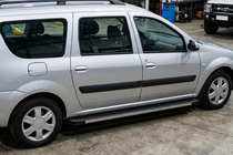 Dacia Logan MCV 2004-2014 рр. Бокові пороги Maya V1 (2 шт., алюміній) фото 1