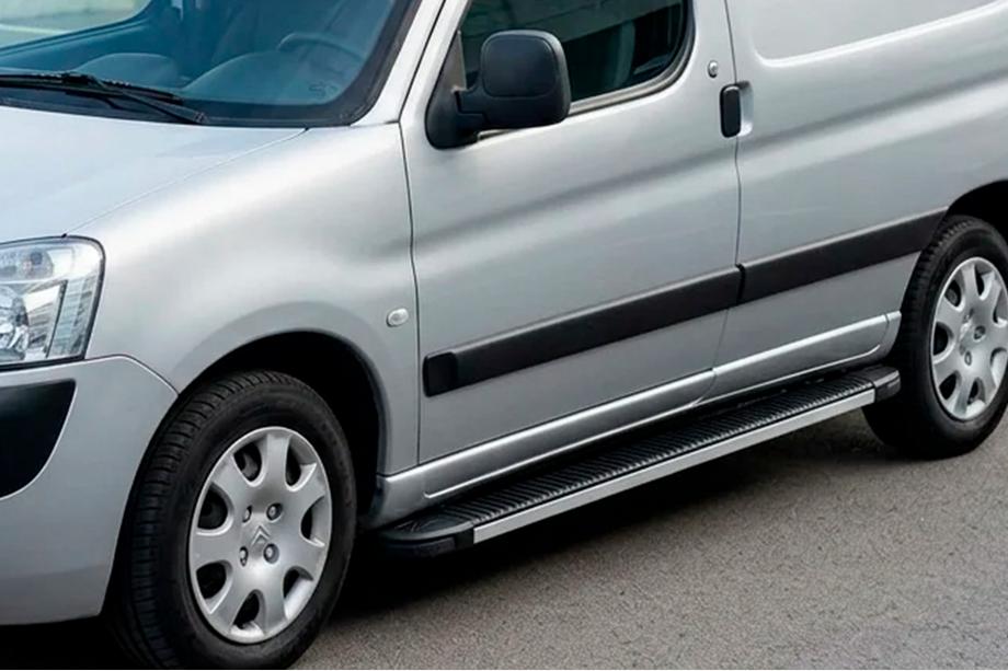 Peugeot Partner 1996-2008 рр. Бокові пороги Maya V1 (2 шт., алюміній) Image