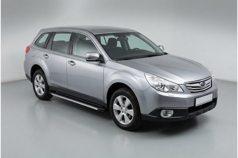 Subaru Outback 2009-2014 рр. Бокові пороги Maya V1 (2 шт., алюміній) Image