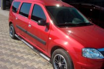 Dacia Logan MCV 2004-2014 рр. Бічні труби (2 шт., нерж.) 70 мм, з пластиковими вставками фото 2
