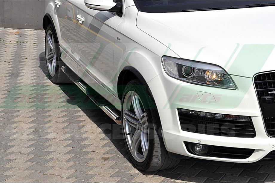 Audi Q7 2005-2015 рр. Бічні труби (2 шт., нерж.) d70 з пластиковими вставками Фото 5