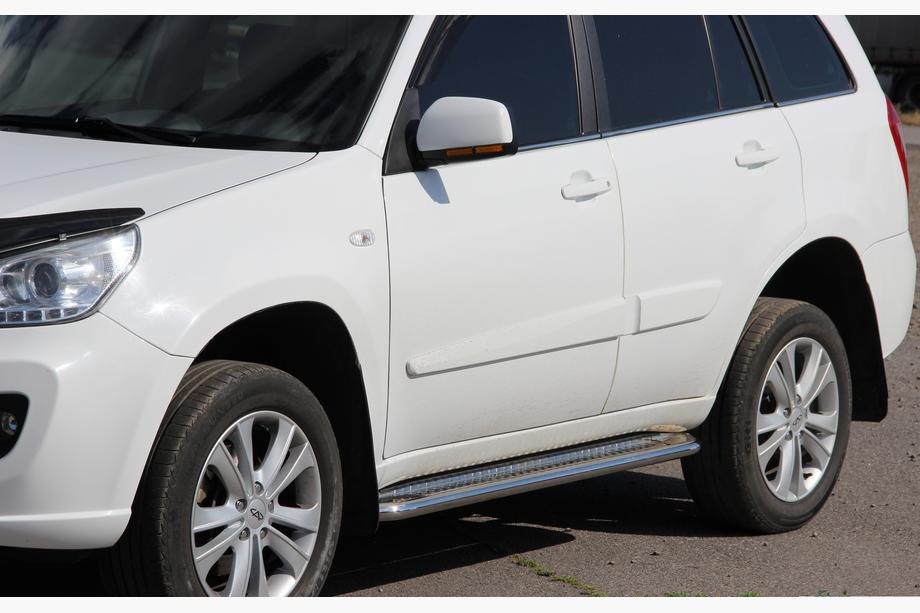 Chery Tiggo 1 2005-2016 рр. Бокові пороги Premium (2 шт., нерж.) Ø60 Image