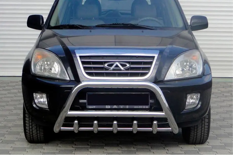 Chery Tiggo 1 2005-2016 рр. Кенгурятник WT003 (нерж.) d60 з трубою