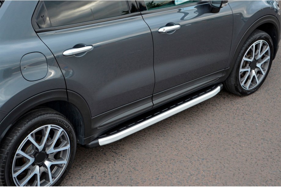 Fiat 500X 2014-2024 рр. Бокові пороги Fullmond (2 шт., алюміній) Image