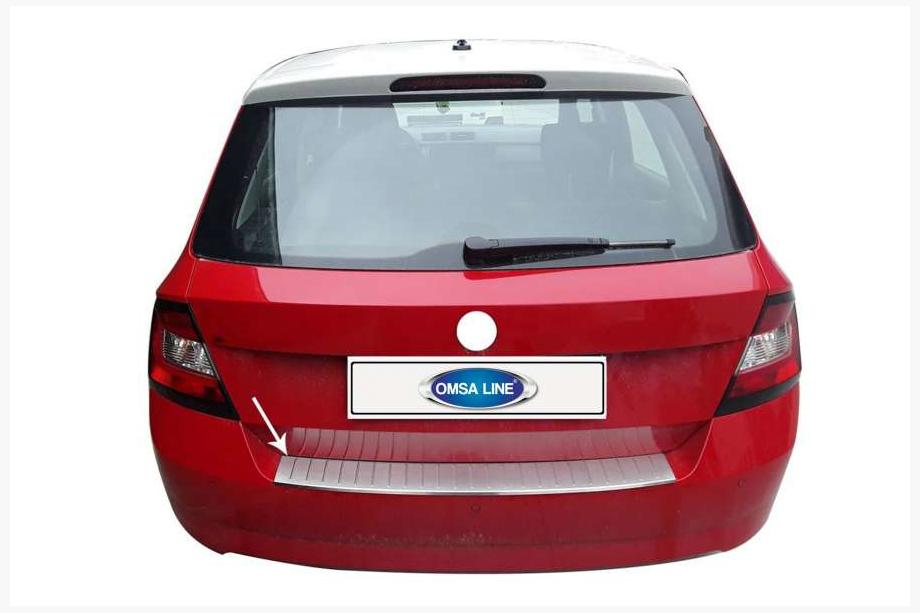 Skoda Fabia 2014-2021 рр. Накладка на задній бампер (нерж) Image