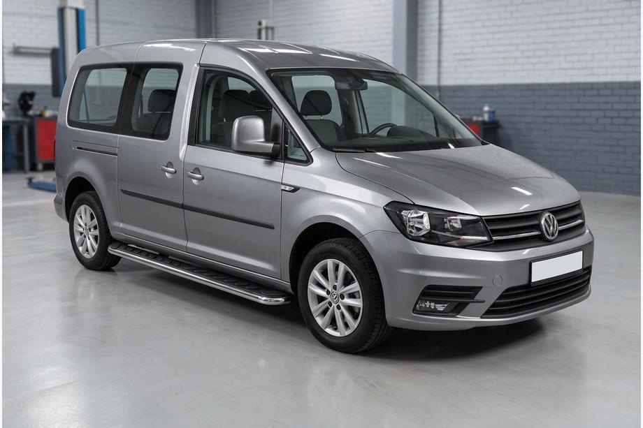 Volkswagen Caddy 2015-2020 рр. Бокові пороги Maydos V1 (2 шт., алюміній ↗ нерж) Image