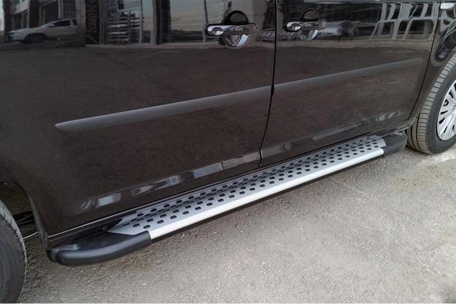 Volkswagen Caddy 2015-2020 рр. Бокові пороги Allmond Grey (2 шт., алюміній) Image