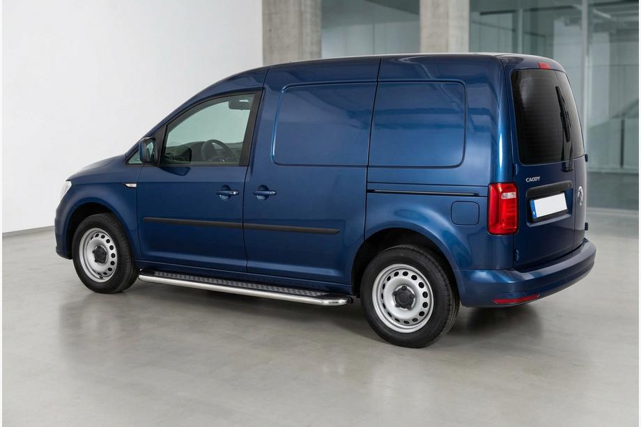 Volkswagen Caddy 2015-2020 рр. Бокові пороги Maydos V2 (2 шт., алюміній ↗ нерж) Image