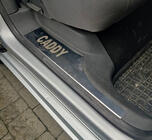 Volkswagen Caddy 2004-2010 рр. Накладки на внутрішні пороги (Carmos, сталь) фото 2