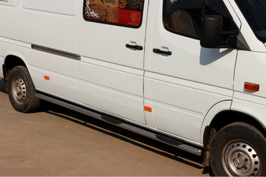 Volkswagen LT 1995-2006 рр. Бічні труби (2 шт., нерж.) Довга база, d70 Фото 5