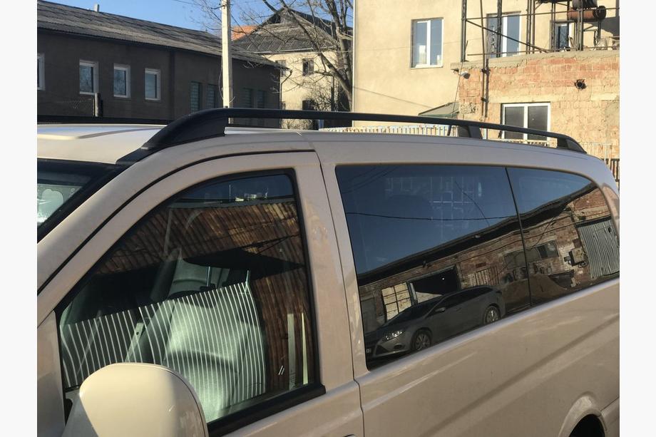 Mercedes Vito W639 2004-2014 рр. Рейлінги чорні Skyport (суцільний метал) Довга база (EXTRALONG) Фото 29