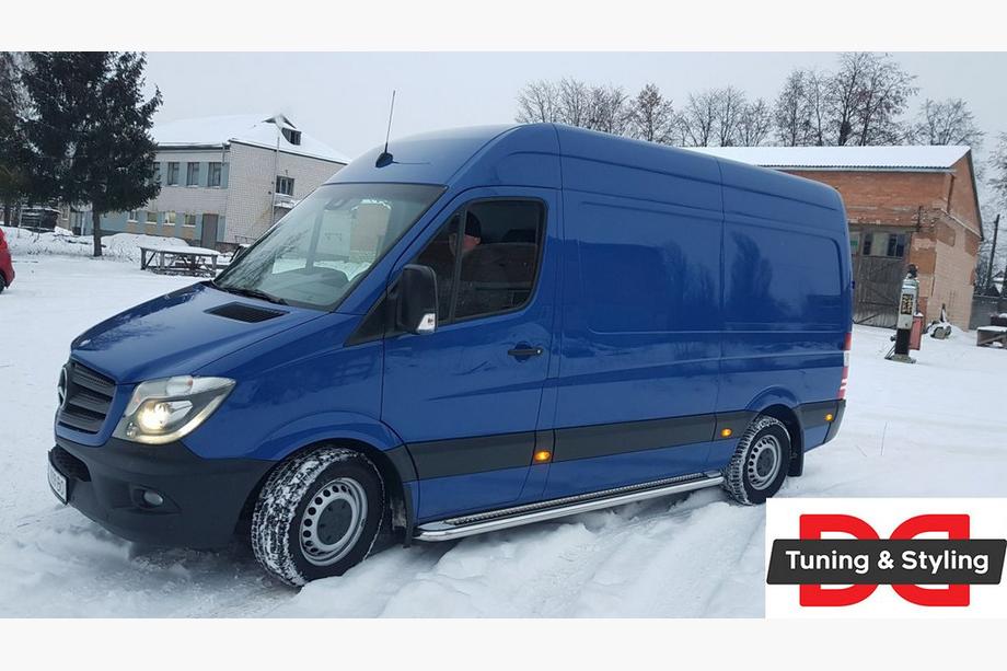 Mercedes Sprinter W906 2006-2018 рр. Бокові пороги Premium (2 шт., нерж.) d60, Long/ExtraLong Фото 4