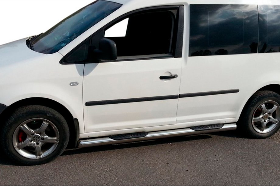 Volkswagen Caddy 2010-2015 рр. Бічні труби BB002 (2 шт., нерж) 60 мм, Стандартна база Фото 3