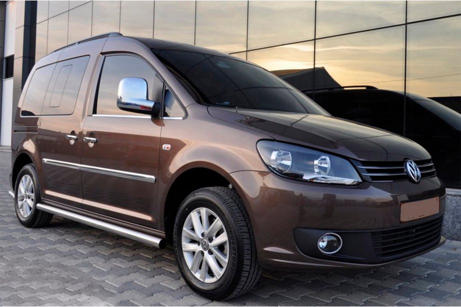 Volkswagen Caddy 2010-2015 рр. Бічні труби BB001 (2 шт., нерж) Image