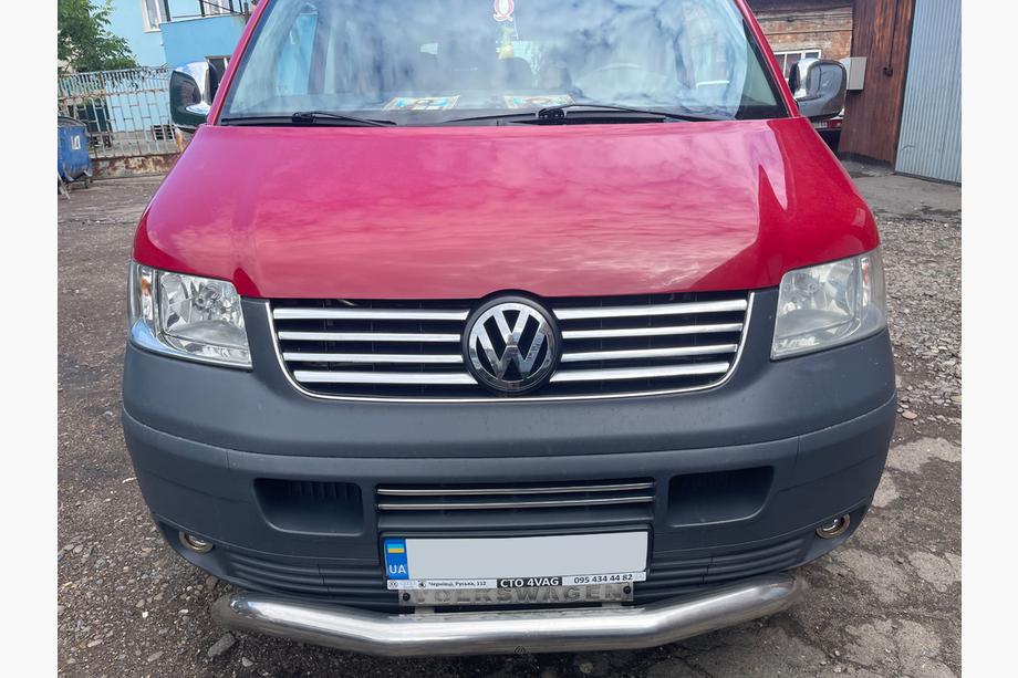 Volkswagen T5 Transporter 2003-2010 рр. Накладки на решітку (8 смужок, нерж) OmsaLine - Італійська нержавійка Фото 3