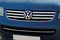 Volkswagen T5 Multivan 2003-2010 рр. Накладки на решітку (6 шт, нерж) фото 1