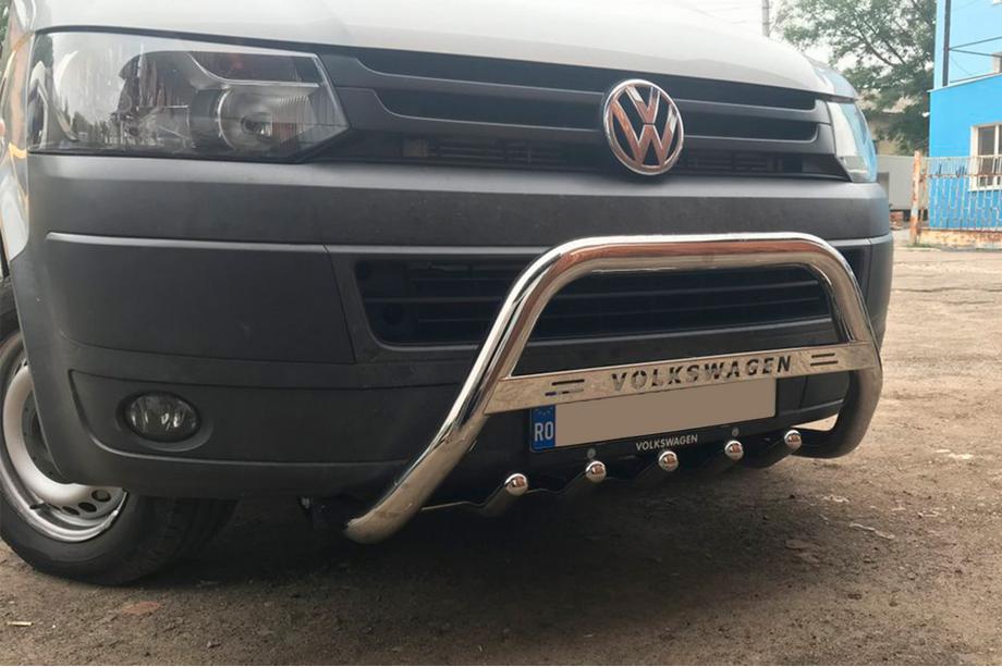 Volkswagen T5 2010-2015 рр. Кенгурятник WT003 (нерж) 60 мм, без напису Фото 1