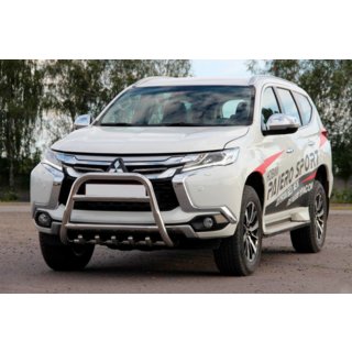 Кенгурятник WT008 (нерж) Mitsubishi Pajero Sport 2015- рр. фото 4