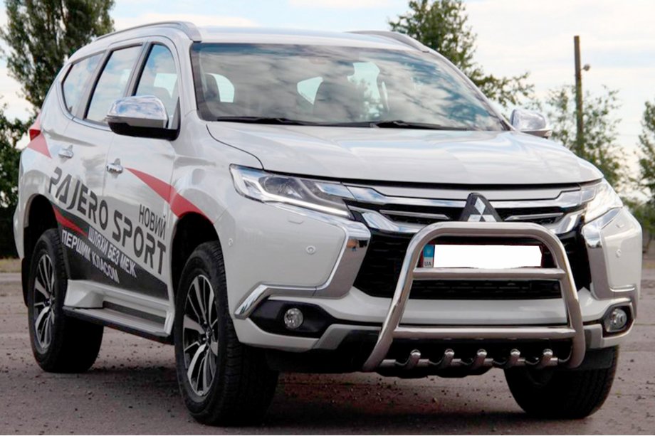Mitsubishi Pajero Sport 2015- рр. Кенгурятник WT008 (нерж) Фото 2