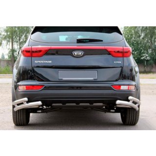Задній захист куточки подвійні AK003-подвійний (нерж) Kia Sportage 2015-2021 рр. фото 1