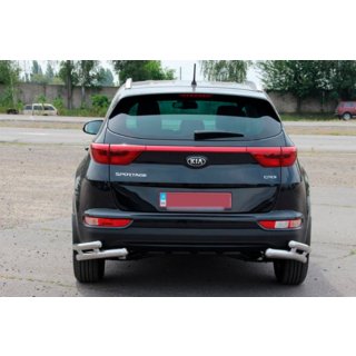 Задній захист куточки подвійні AK003-подвійний (нерж) Kia Sportage 2015-2021 рр. фото 3