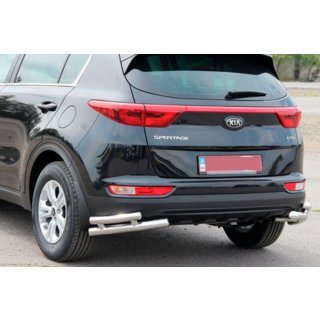 Задній захист куточки подвійні AK003-подвійний (нерж) Kia Sportage 2015-2021 рр. фото 2