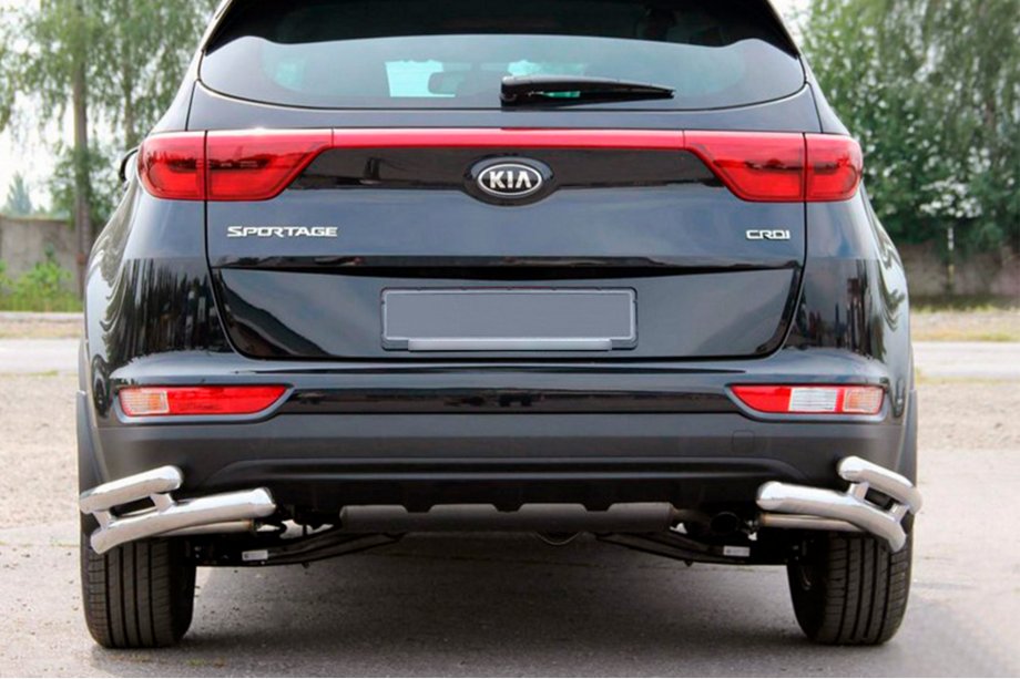 Kia Sportage 2015-2021 рр. Задній захист куточки подвійні AK003-подвійний (нерж) Фото 1