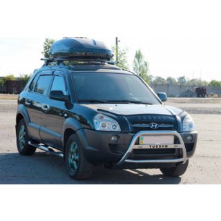 Кенгурятник WT025 (нерж.) Hyundai Tucson JM 2004- рр. фото 3