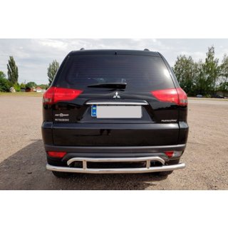 Задній захист AK002-2 (2 шт, нерж) Mitsubishi Pajero Sport 2008-2015 рр. фото 4