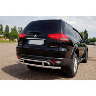 Задній захист AK002-2 (2 шт, нерж) Mitsubishi Pajero Sport 2008-2015 рр. фото 3