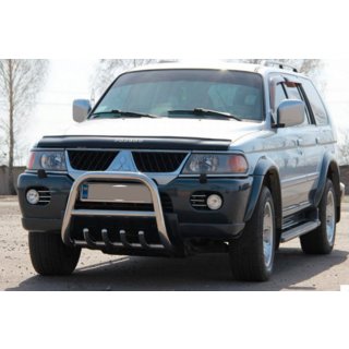 Кенгурятник QT006 (нерж) Mitsubishi Pajero Sport 1996-2007 рр. фото 3