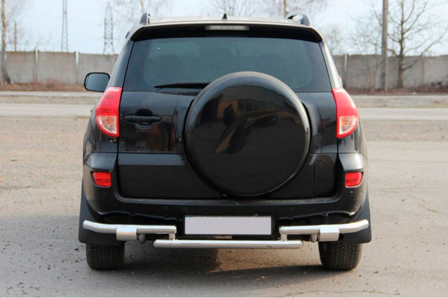 Toyota Rav 4 2006-2013 рр. Задній захист AK005-2 (2 шт., нерж) Фото 2