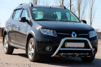 Renault Sandero 2013-2022 рр. Передня дуга WT003 (нерж.) фото 3