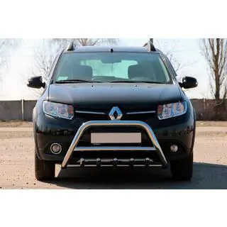 Передня дуга WT003 (нерж.) Dacia Sandero 2013-2020 рр. фото 2