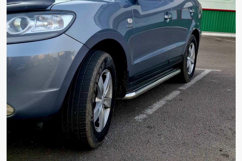 Hyundai Santa Fe 2 2006-2012 рр. Бокові пороги Premium (2 шт., нерж.) Фото 3
