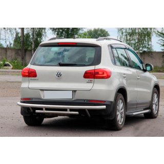 Задній захист AK002-2 (нерж) Volkswagen Tiguan 2007-2016 рр. фото 4