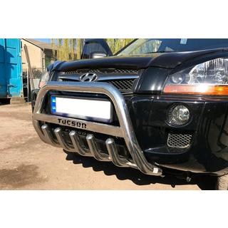 Кенгурятник WT004 (нерж.) Hyundai Tucson JM 2004- рр. фото 2