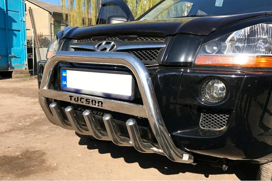 Hyundai Tucson JM 2004- рр. Кенгурятник WT004 (нерж.) Фото 2
