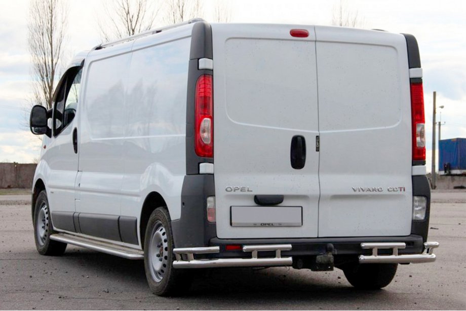 Nissan Primastar 2002-2014 рр. Задній захист AK003-Plus-2 (нерж) Фото 2